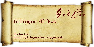 Gilinger Ákos névjegykártya